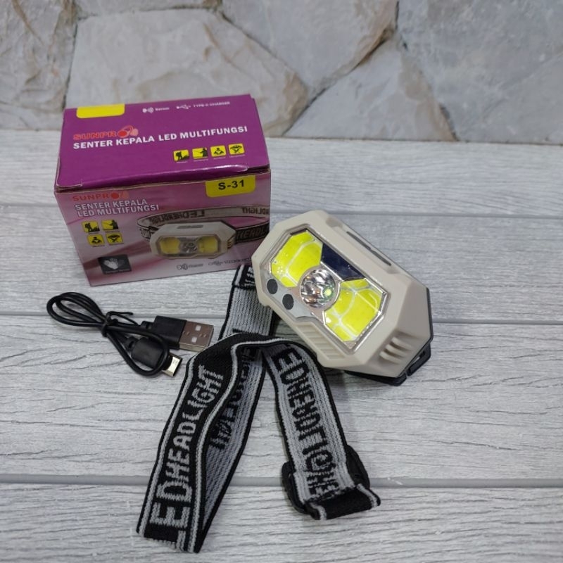 CODSenter kepala S-31 senter kepala mini COB senter kepala sensor multi fungsi senter kepala sepedaa