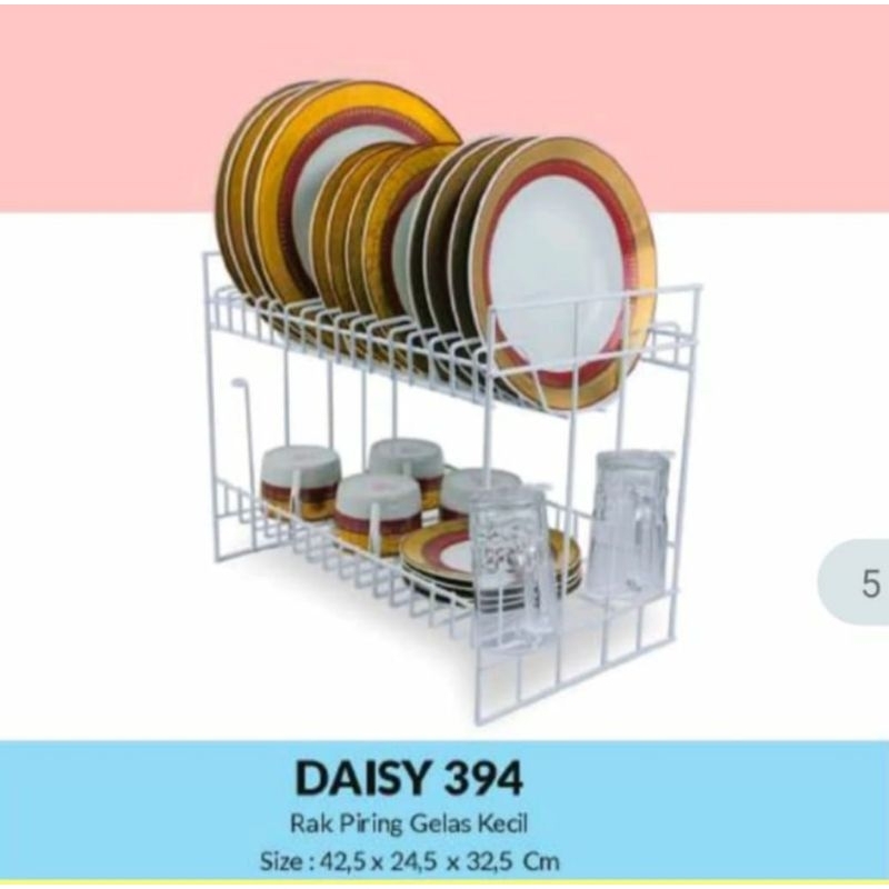 Rak Piring 2 Susun/ Rak piring Daisy 394/ Rak Piring Gelas Kecil/ Rak Multifungsi