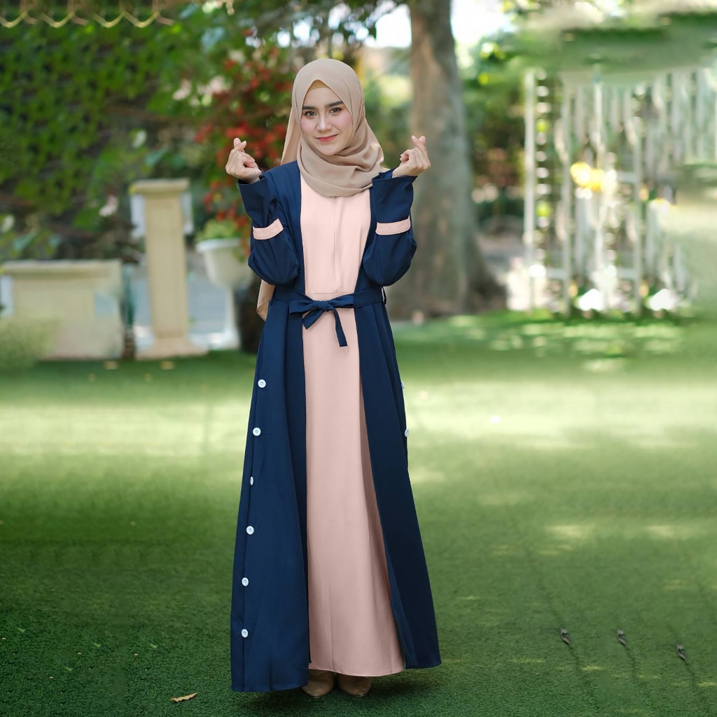 Gamis Daily Kombinasi Warna Ziatusha Maxi Dress Kondangan 2024 Bahan Berry Pearth Size S M L XL