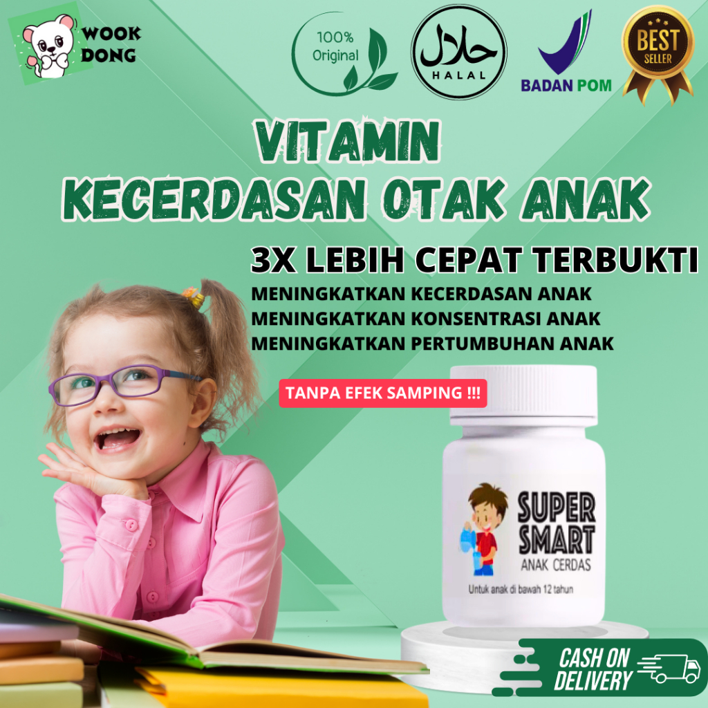 SUPER SMART-vitamin-generos vitamin otak anak 100% ori-vitamin d anak-vitamin otak anak cerdas daya 