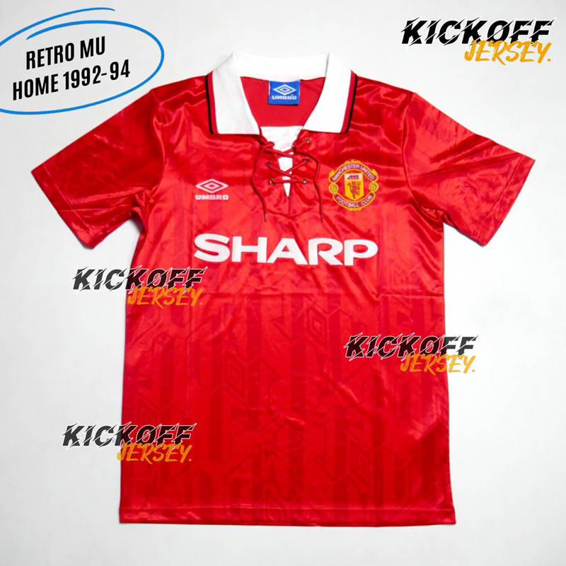 (RETRO) JERSEY BOLA RETRO MU HOME 92/94 KERAH TALI GRADE ORI