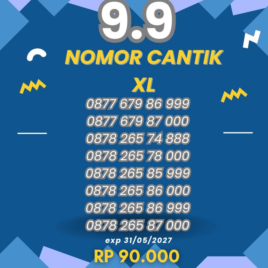 Nomor cantik XL ekor triple harga 90ribu