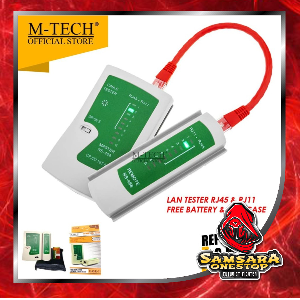 Lan Tester M-tech Alat Penguji Kabel Lan RJ45 RJ11 Lan Tester Kabel Tester Lan