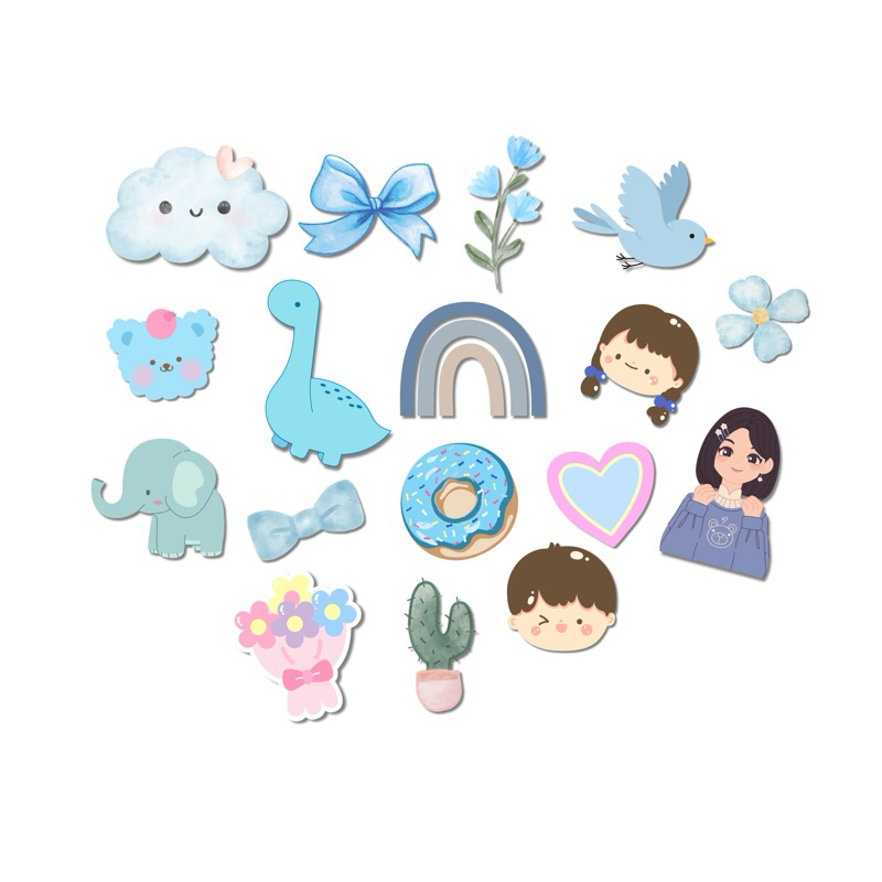 

HWL STUDIO - STICKER 17 PCS BLUE AESTHETIC STIKER ESTETIK BIRU COOL KEREN BUJO TUMBLR SWAG WATERPROOF