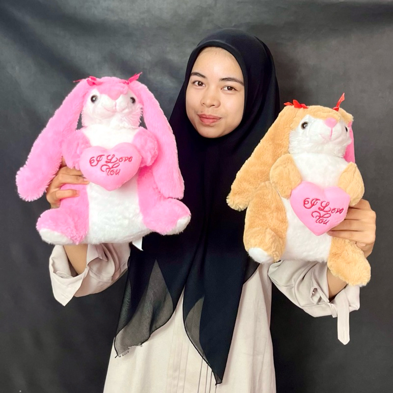 Boneka kelinci duduk Love korea lucu Boneka kelinci Love kurnia kado