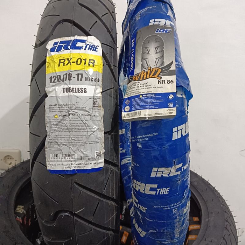 Sepasang ban IRC 120/70-17 dan IRC 100/80-17 motor vixion