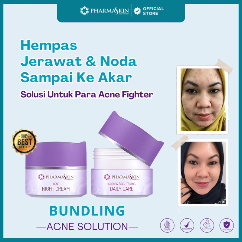 Pharmaskin Paket Bundling Acne Solution Paket Acne Glowing Skincare | Obat Jerawat | Salep Jerawat