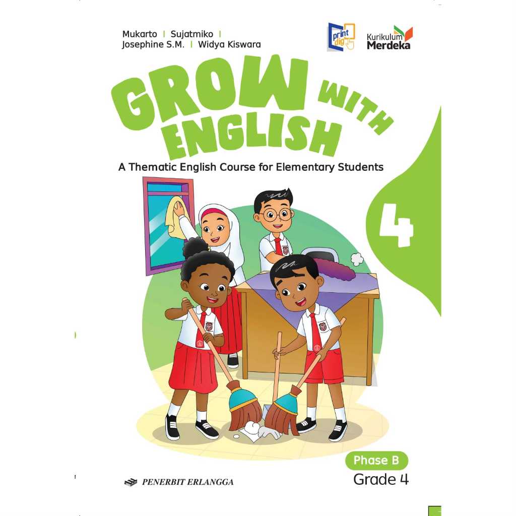 Buku Bahasa Inggris Kelas 4 SD Kurikulum Merdeka Penerbit Erlangga GROW WITH ENGLISH Kelas 4