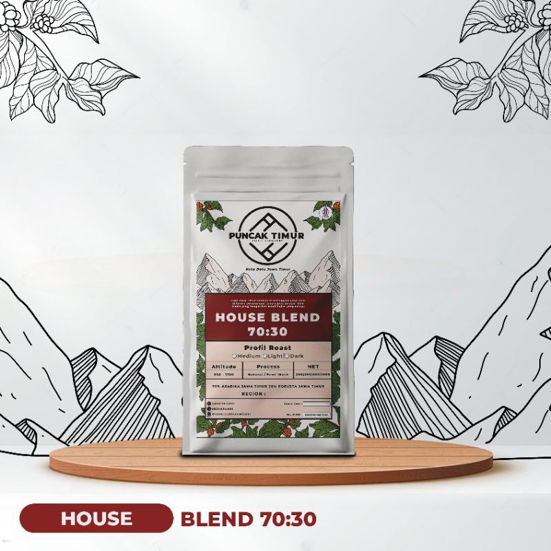 

Kopi House Blend 70:30 250g - 70% Arabika, 30% Robusta - PUNCAK TIMUR | 100% Biji Kopi Murni Premium