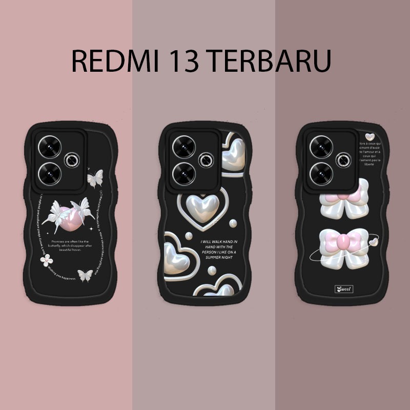 [BG12] Softcase Gelombang Motif Type Terbaru REDMI 13 - Case Gelombang - Gelombang Hitam - Case Gelo