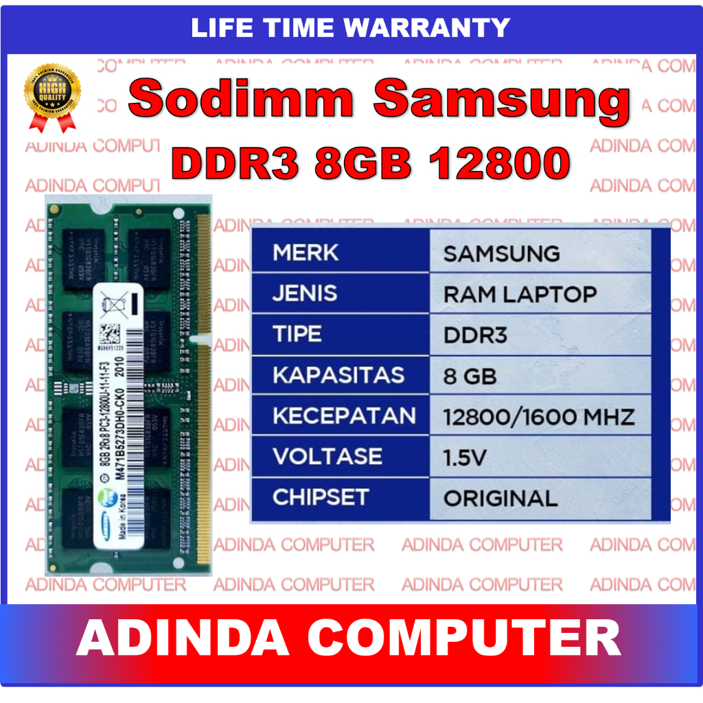 RAM SAMSUNG SODIMM DDR3 8GB PC12800 1.5V RAM LAPTOP SODIMM