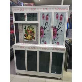 Rak Piring Kaca 8 Pintu dengan Roda