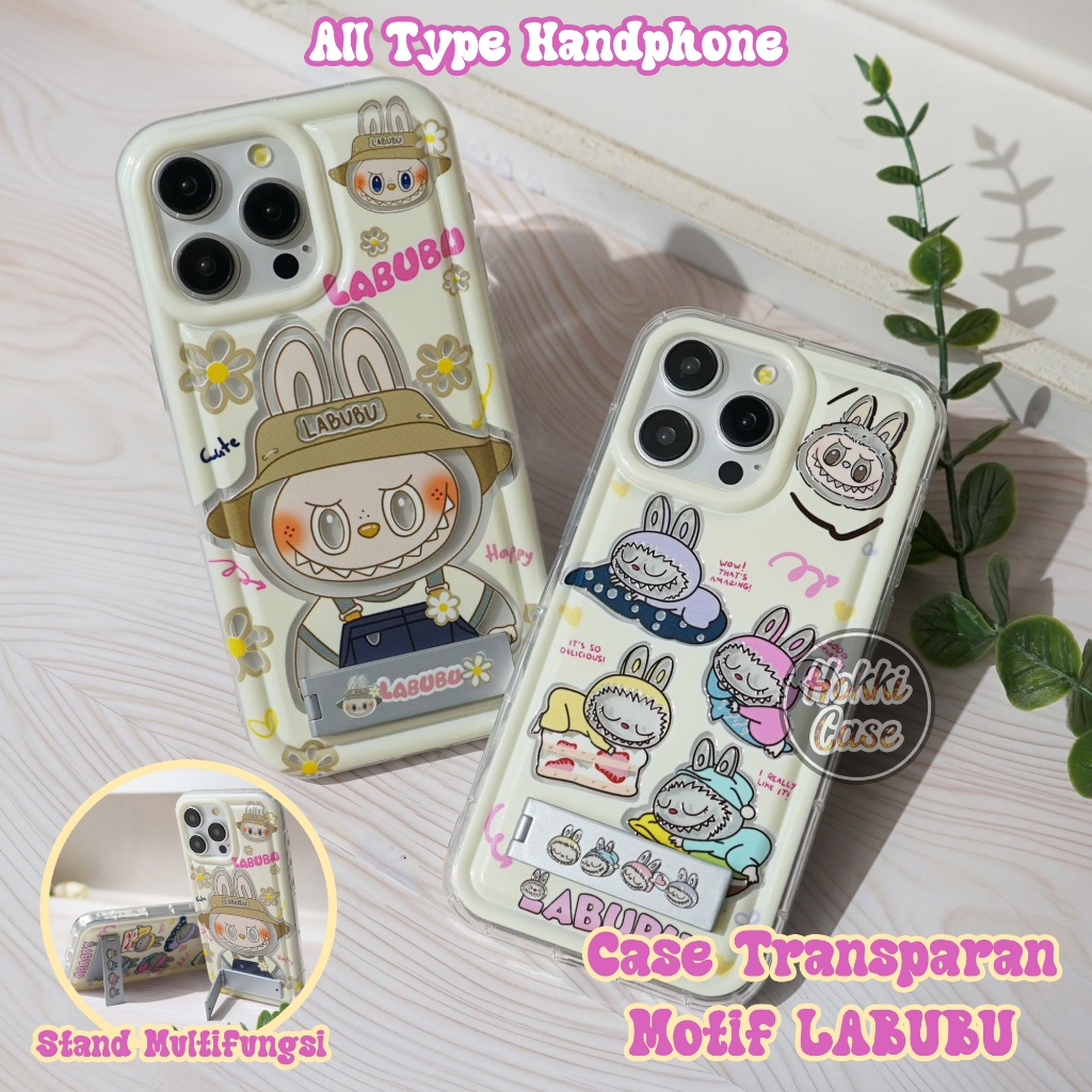 Case Motif Lbubu All Type Samsung Vivo Redmi Infinix Realme Op*o IP - Case Stand - Case Bening All T
