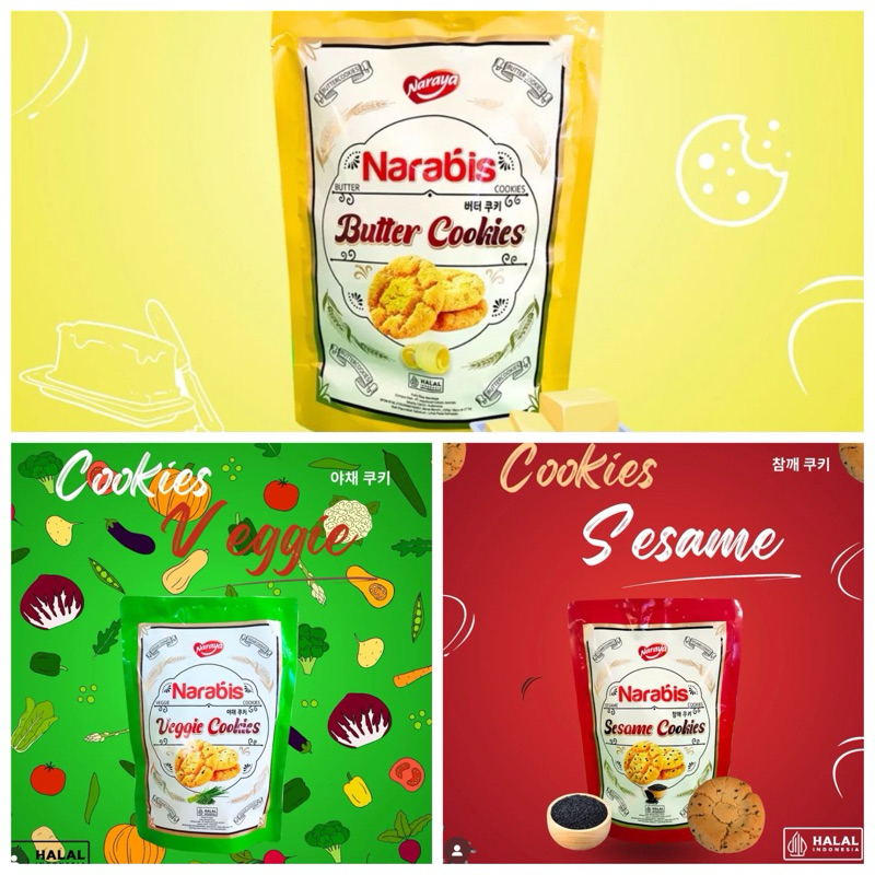 

Narabis Veggie, Butter dan Sesame Cookies 220g naraya