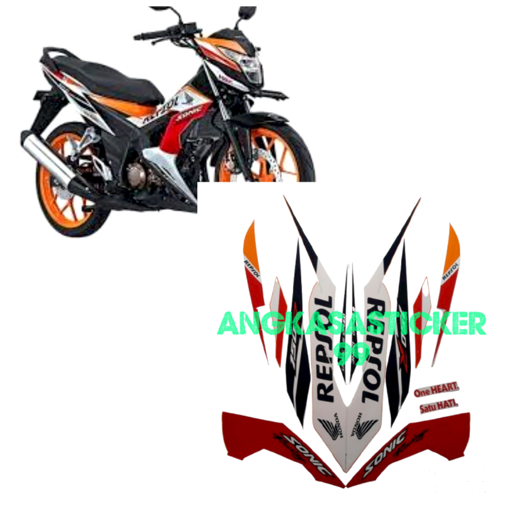 sticker striping motor honda sonic 150r 2015 repsol putih orange