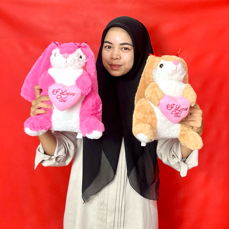 Boneka kelinci duduk Love korea lucu Boneka kelinci Love sedang ecofootwear.id