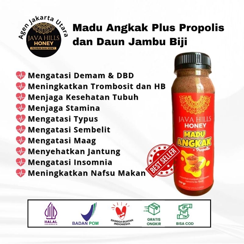 

javahills madu angkak honey plus Propolis obat typus demam tinggi dan mrnjaga stamina tubuh COD