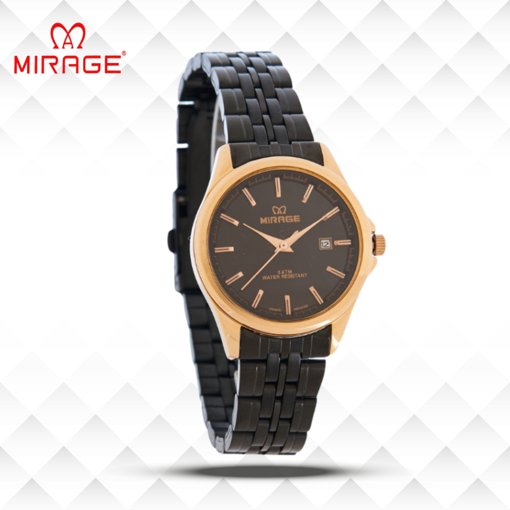 Mirage Jam Tangan Wanita Analog 8709 L Black Rose Gold Original Stainless