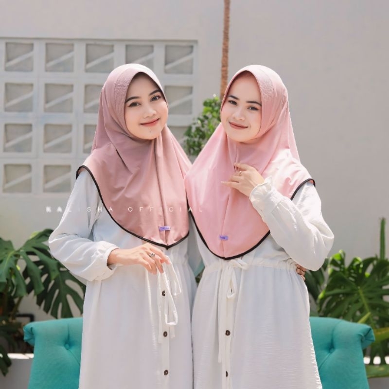 jilbab instan list hitam hijab bergo hamidah bergo oval pet antem