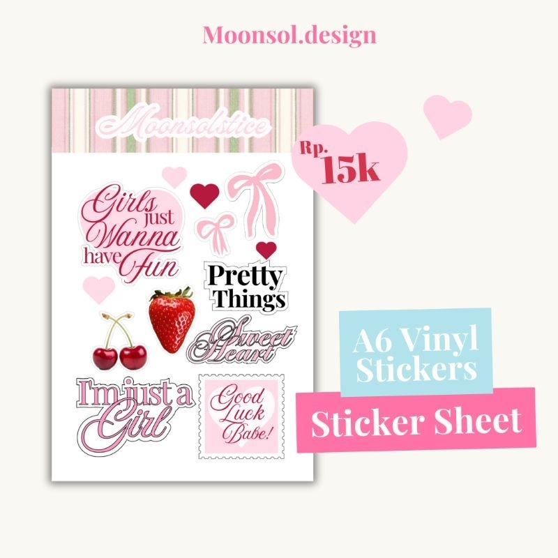 

Pink Sticker Sheets | Stiker lucu stiker coquette