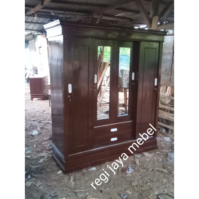 lemari sleding pintu geser lemari Pintu 4 Sleding laci lemari kayu jati