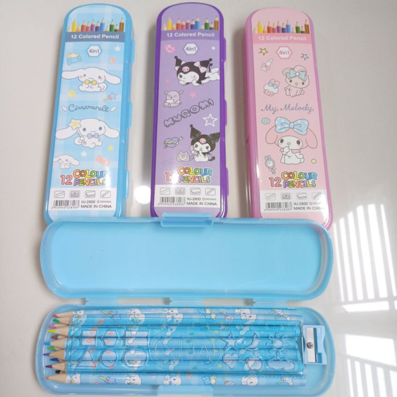 

Set pensil warna 12 warna penggaris rautan 2800 MY MELODY KUROMI CINNAMOROLL