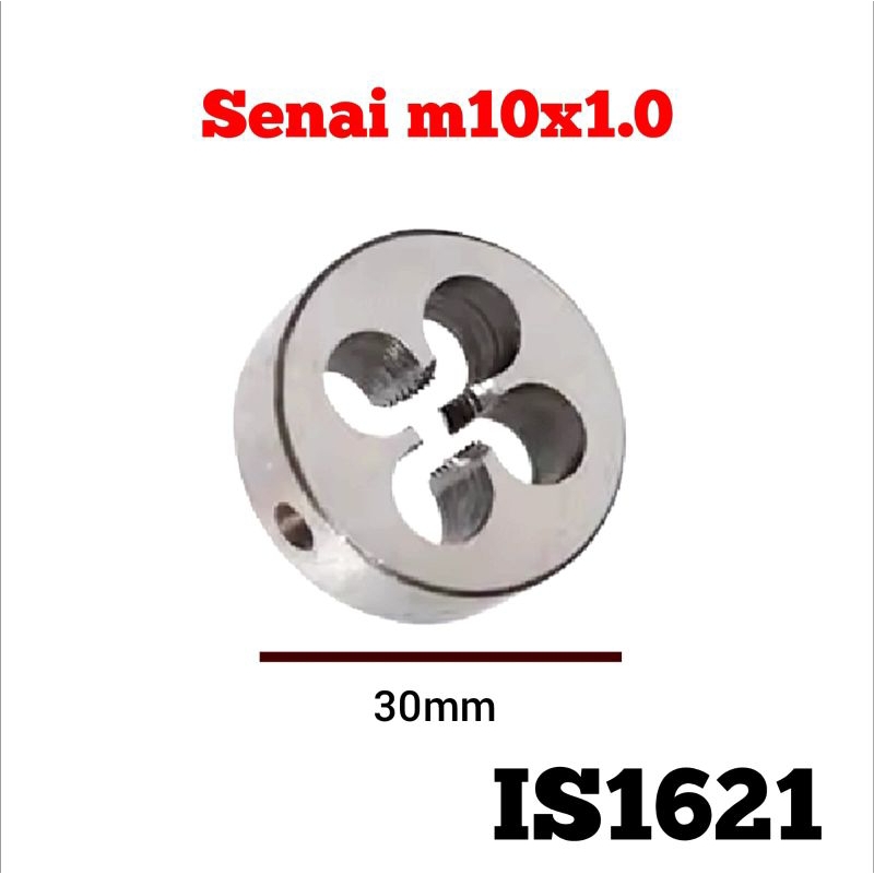 1pcs mata senai snai snei senei m10x1.0 round die tap lebar 30mm bukan m6x1.0