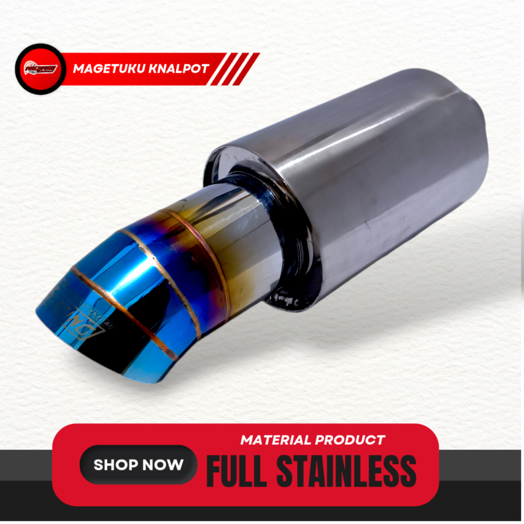 Knalpot Racing Mobil JS Racing Full Stainles Bass Adem Bulat Empuk Biru Kenalpot Avanza Vios Sedan K