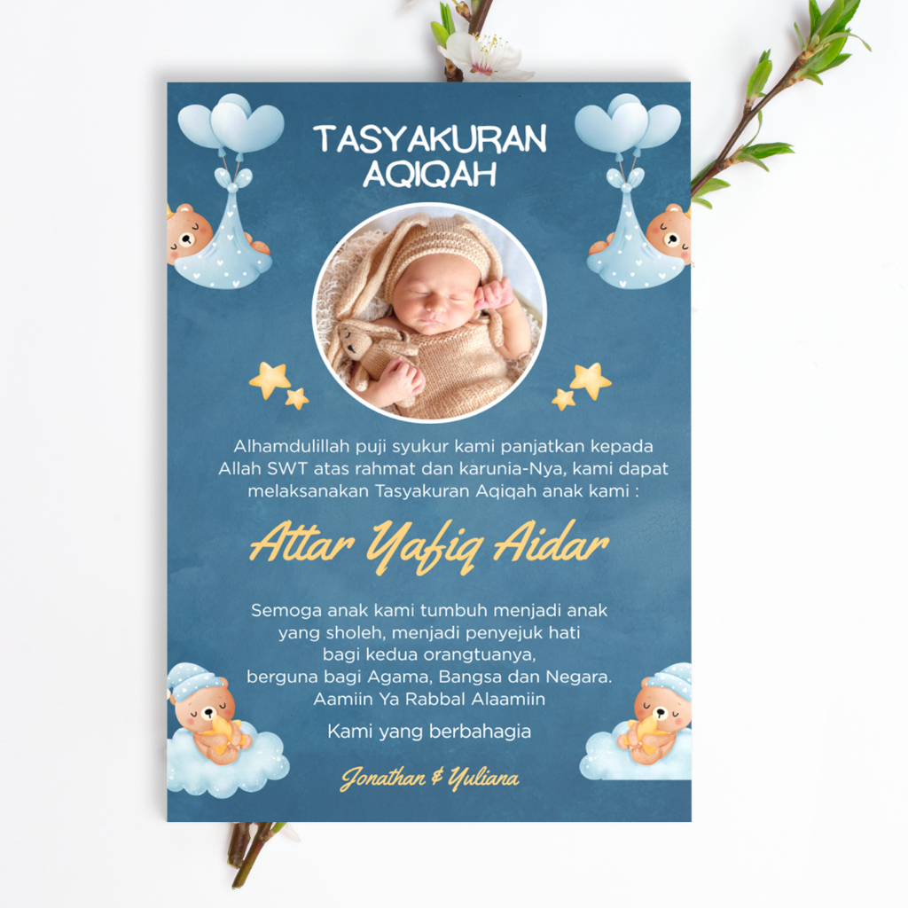 Stiker dan Kartu Ucapan Tasyakuran Aqiqah berbagai acara Kotak nasi box