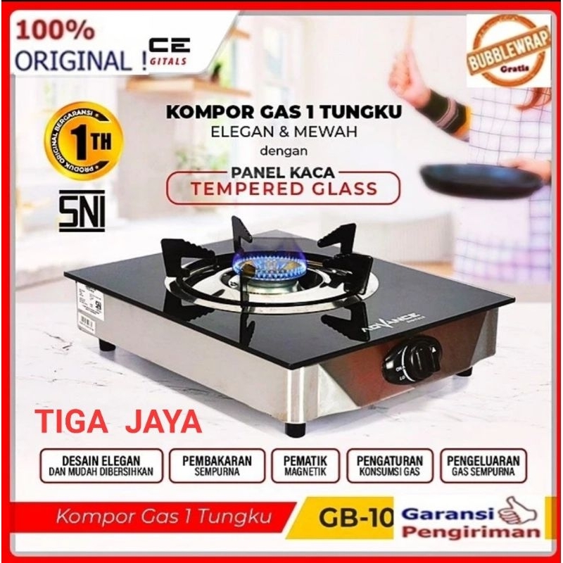 Kompor Gas 1 Tungku Kaca Advance 101 K Kompor Gas Tempered Glass 1 Tungku Advance 101K