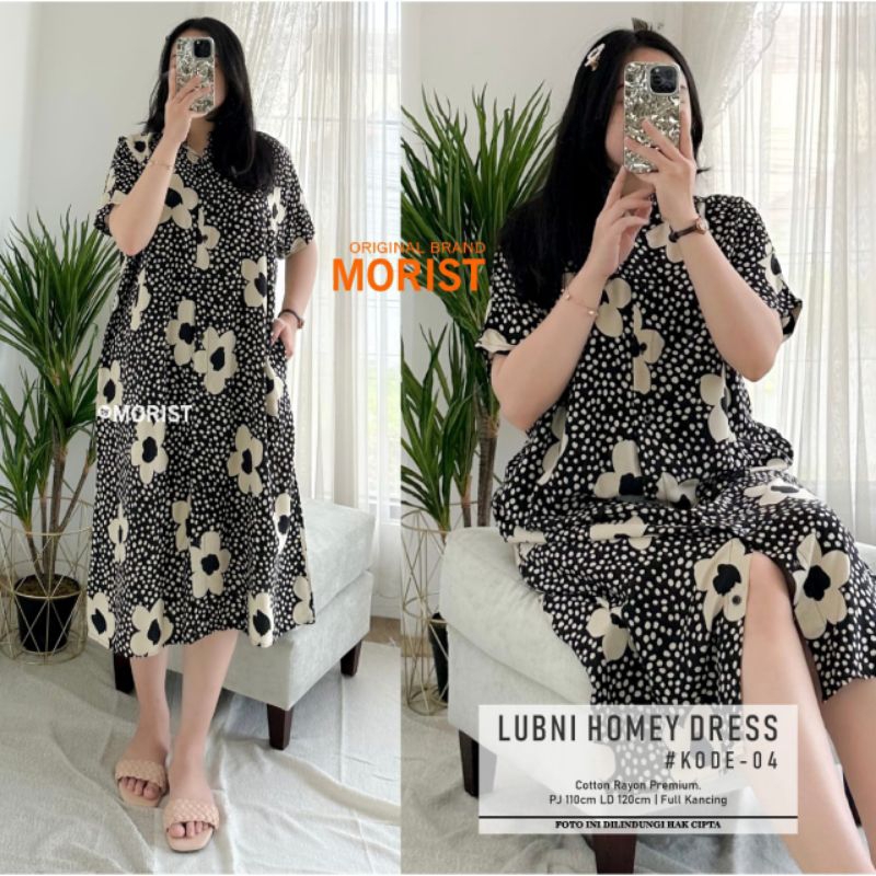 MOTIF RANDOM - Home Dress Wanita Full Kancing Depan Daster Premium Bahan Katun Rayon Panjang 110 cm 