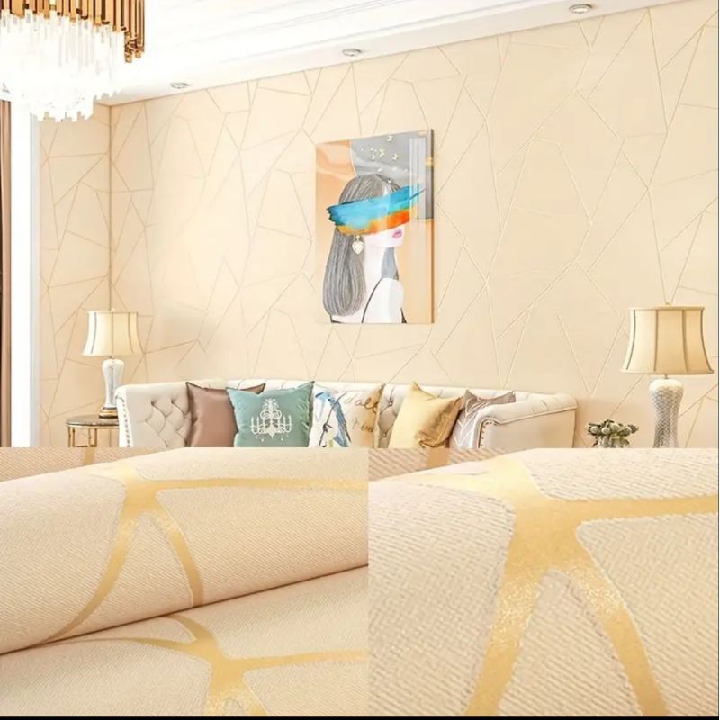 WALLPAPER STIKER DINDING KRAMIK PLOS KREM