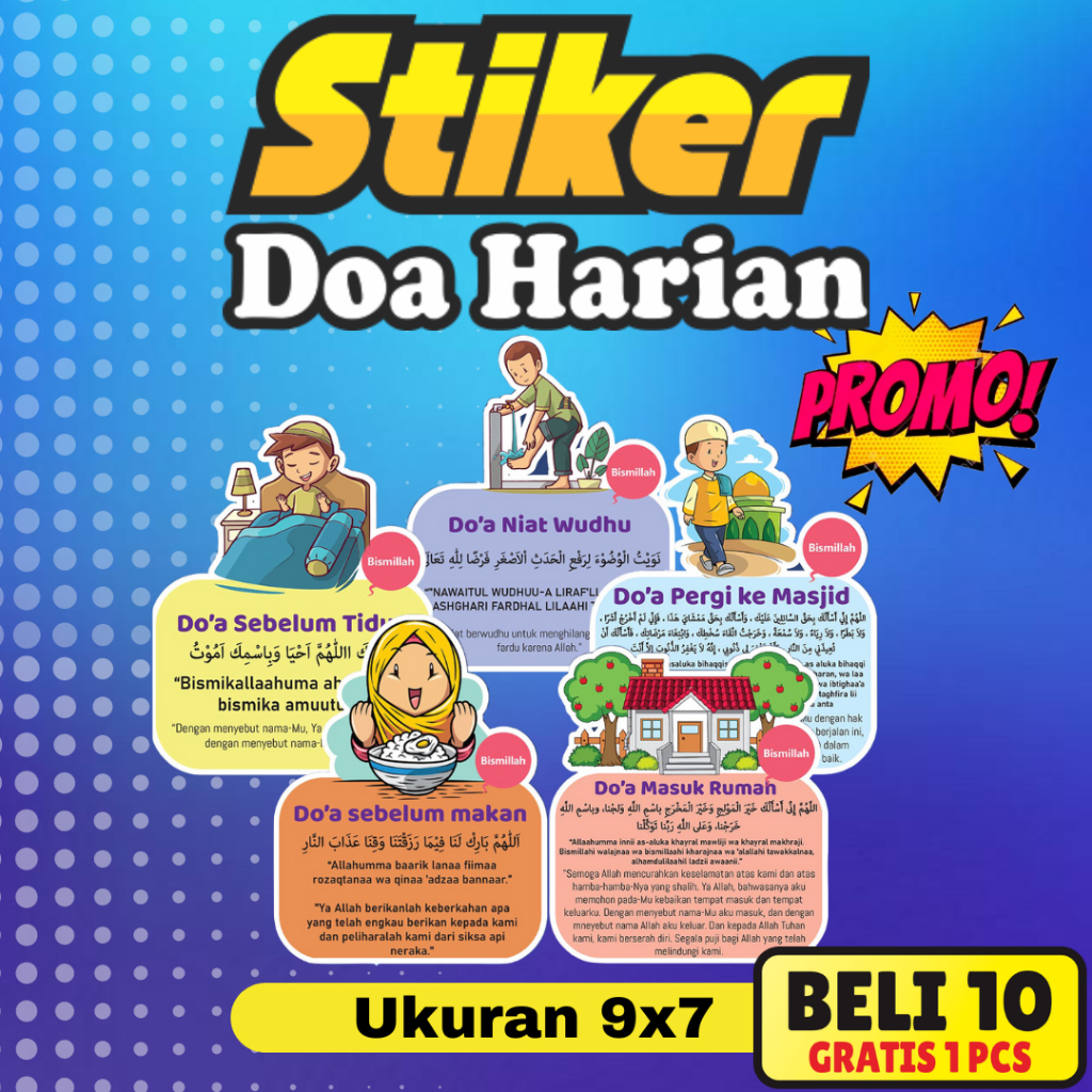 

Stiker Doa Sehari hari Anak Desain Menarik Potong Sesuai Bentuk (Pola)