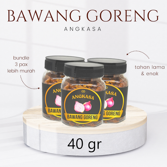 

Bawang Goreng Angkasa Grade A (100% Bawang Merah Berkualitas) - Kemasan Bundle 3 x 40 gr (total 120 gr)