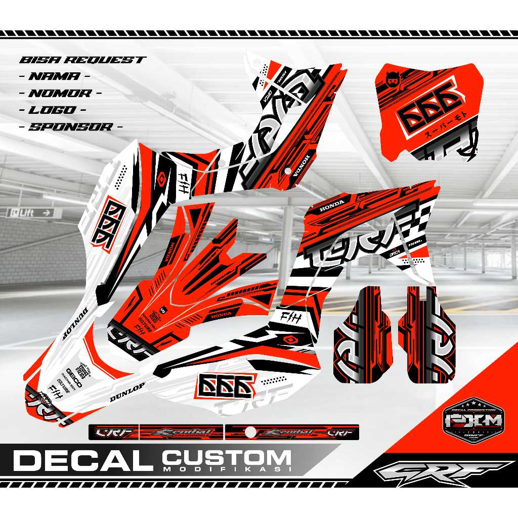 DECAL CRF 150L FULLBODY ORANGE, MERAH, STABILO, BIRU, HIJAU HITAM KEREN, ELEGAN, SUPERMOTO ( FULL CU