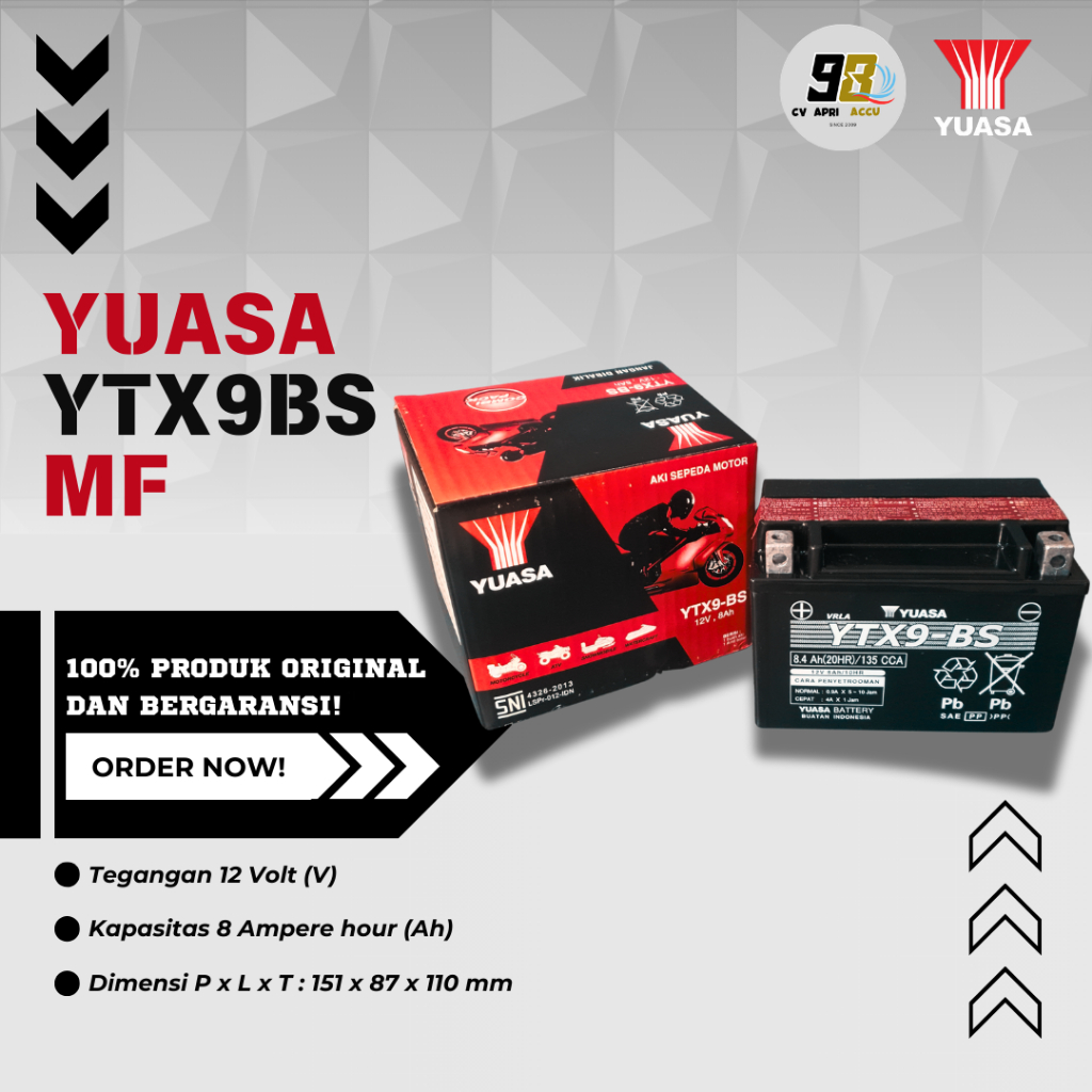 AKI MOTOR YUASA YTX9-BS - 8Ah
