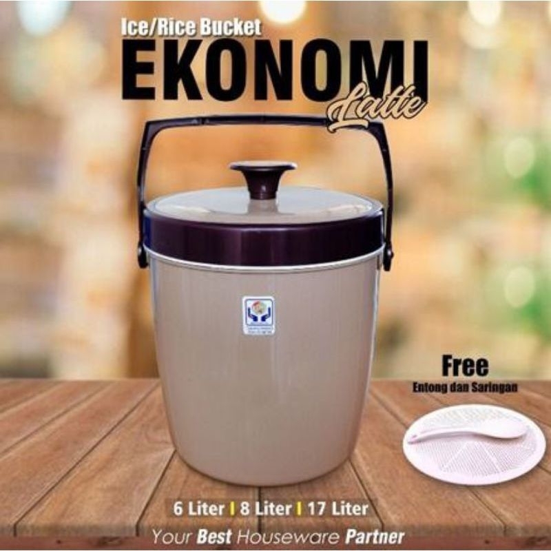 rice bucket/thermos nasi/thermos es/thermos es batu /kapasitas 6liter /warna capucino/bahan tebal