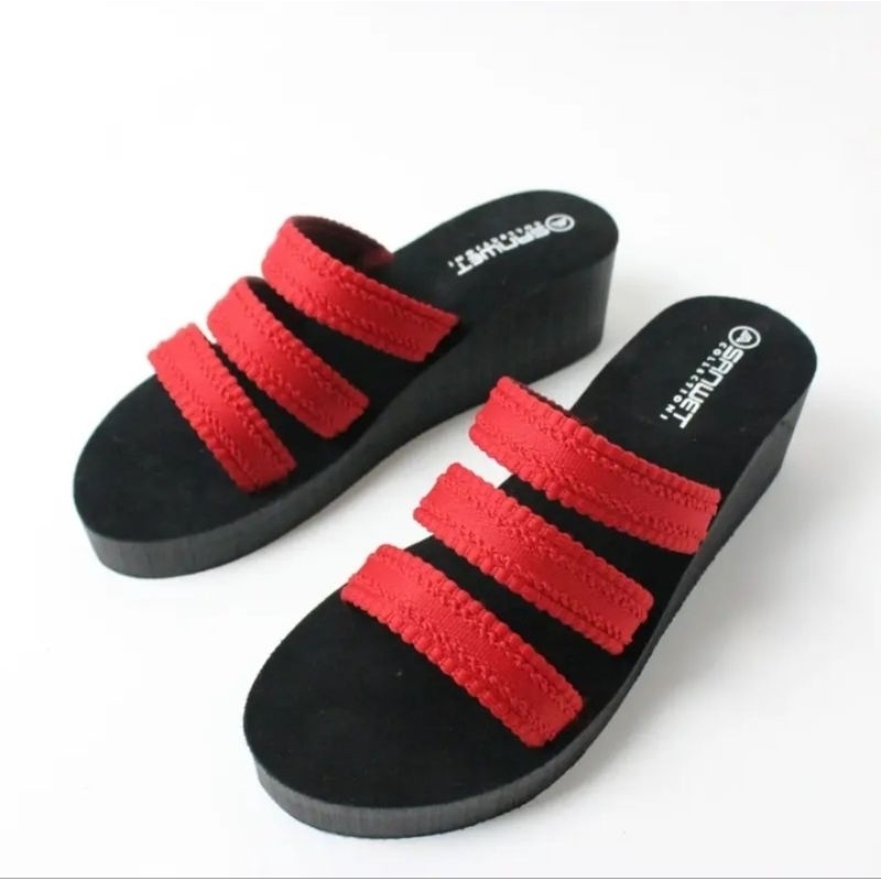 syabirshop sandal wanita sandal perempuan sandal wedges wanita kekinian motiv ban3 rajut turki kekin