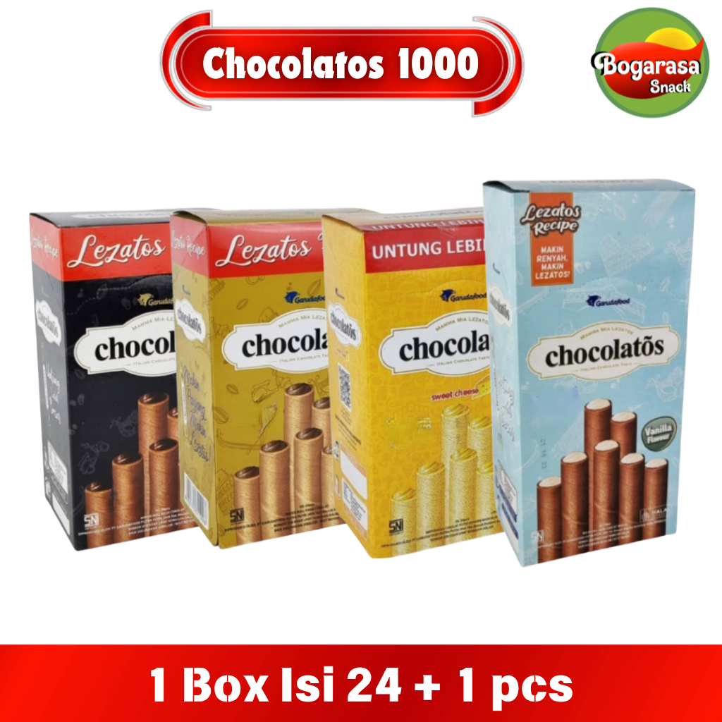 

Chocolatos Wafer Roll Long Eceran 1000 - Isi 20 Pcs x 16 gr