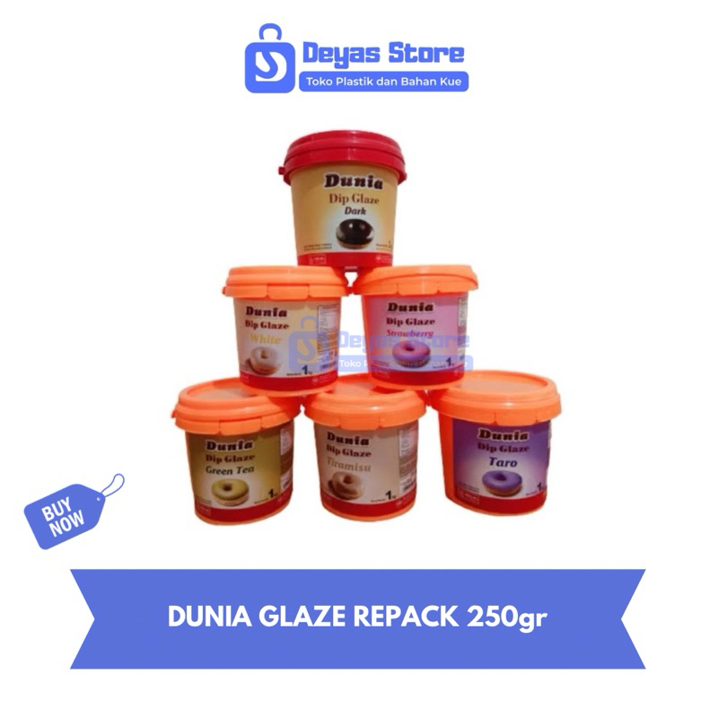 

Dip Glaze Dunia Repack 250gr Aneka Rasa / Toping Kue / Toping Donat / Toping Berkualitas