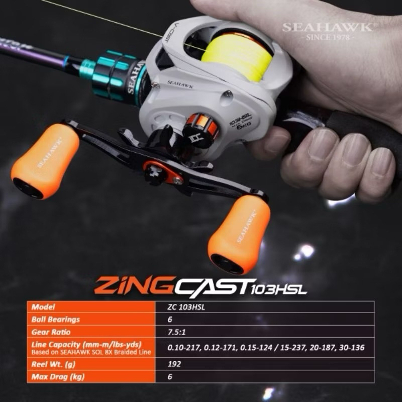 Reel Bc Seahawk Zing Cast 103HSL Bunyi Zing Drag Clicker