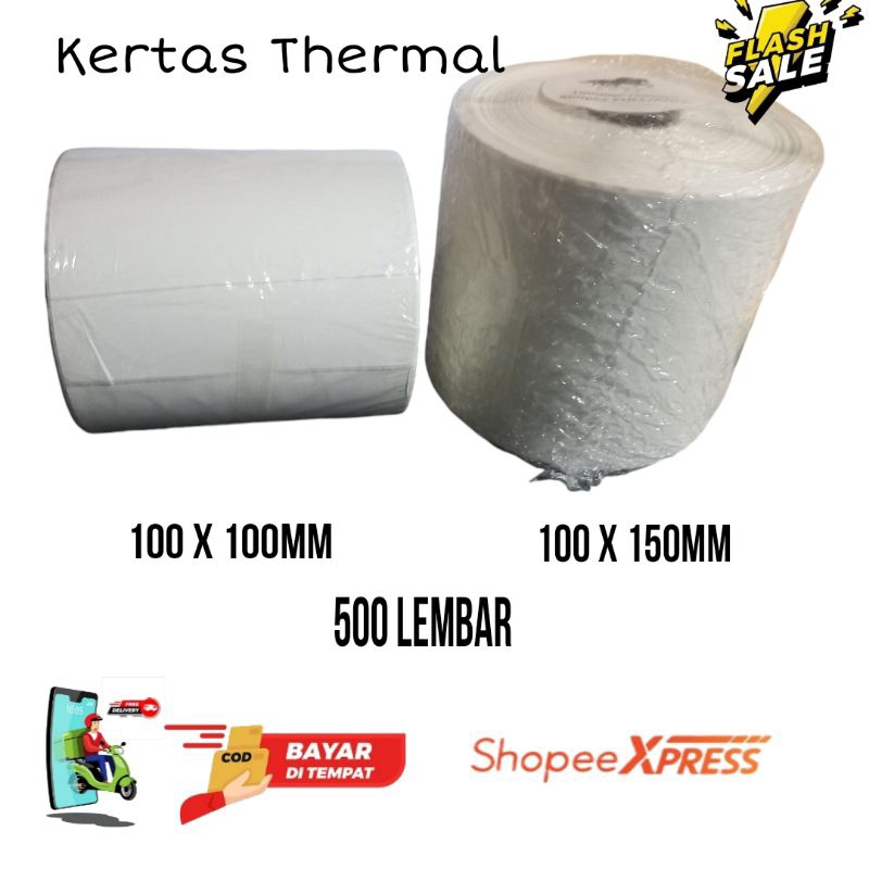 

Kertas Thermal uk 100 x 100mm - 100 x 150mm per roll 500 lembar