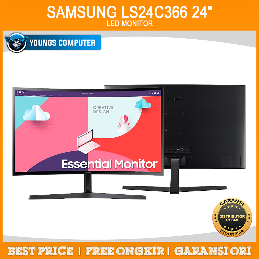 LED SAMSUNG 24" Curve FHD 75hz S24C366 LS24C366 Monitor 24 Inch Curved