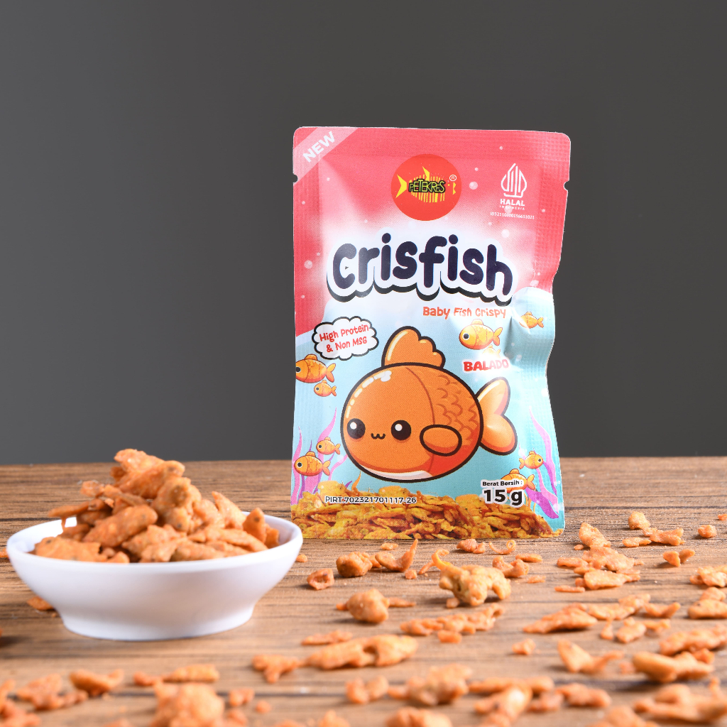 Petekres Baby Fish Rasa Balado Ikan Pepetek Snack Ikan Olahan Ikan Tinggi Protein No MSG 15gr