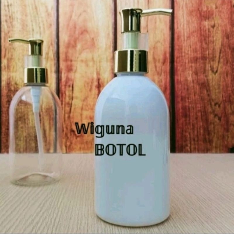 Botol Pump 250ml Oval / Botol Oval 250ml Tutup Pump Luxury gold