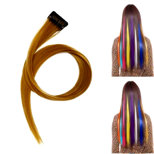 Rambut Sambung Palsu warna gold / Rambut sambung Panjang 55cm / Rambut  palsu sambung