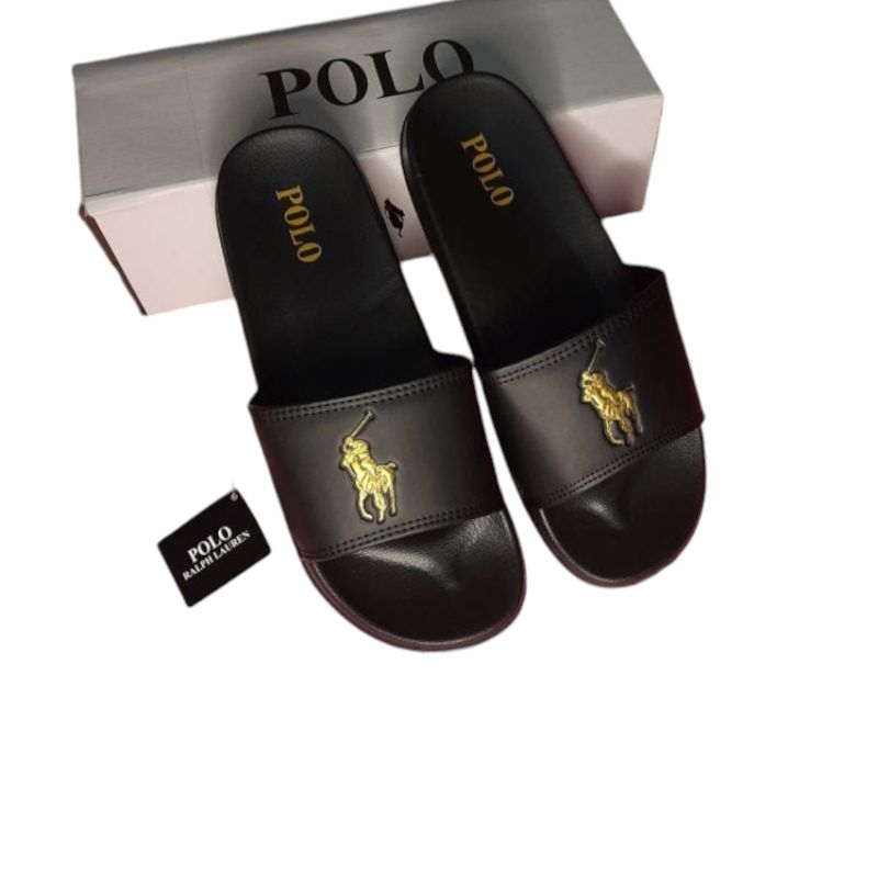 Sandal Slop Polo Pria Wanita Sandal Slip On Polo Kuda Hitam Sandal Slide Polo Pria Wanita