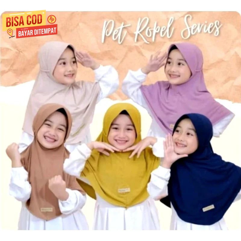 Kerudung Anak / Kerudung Anak Ropel / Jilbab Tali Ulir Anak / Hijab Tali Kepang / Kerudung Bergo Rop