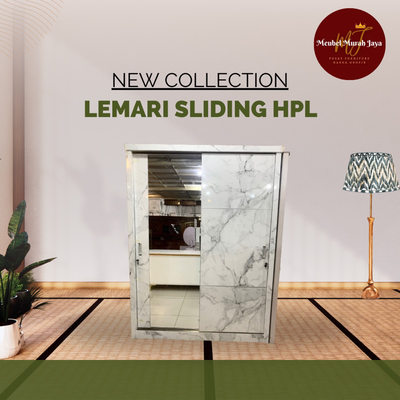 LEMARI PAKAIAN 2 PINTU SLIDING JUMBO HPL