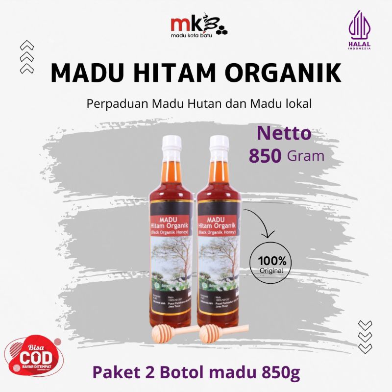 

Madu Kota Batu | Paket 2 Botol 850g Madu Hutan asli Hitam Organik